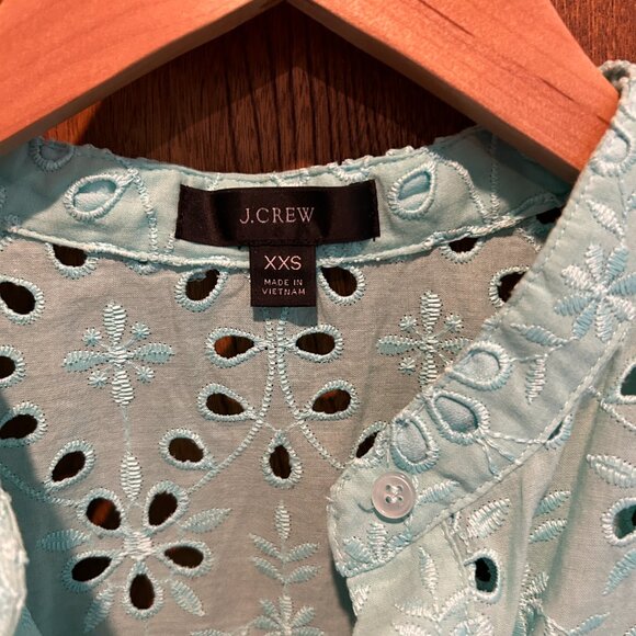 JCrew Puff-sleeve popover top in eyelet XXS - Picture 4 of 6